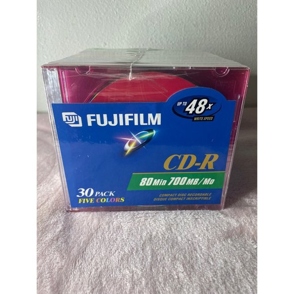 Fujifilm 30 Pack CD-R Color Slim Jewel Cases All Purpose 700MB 80 Min Data Music - Picture 1 of 5